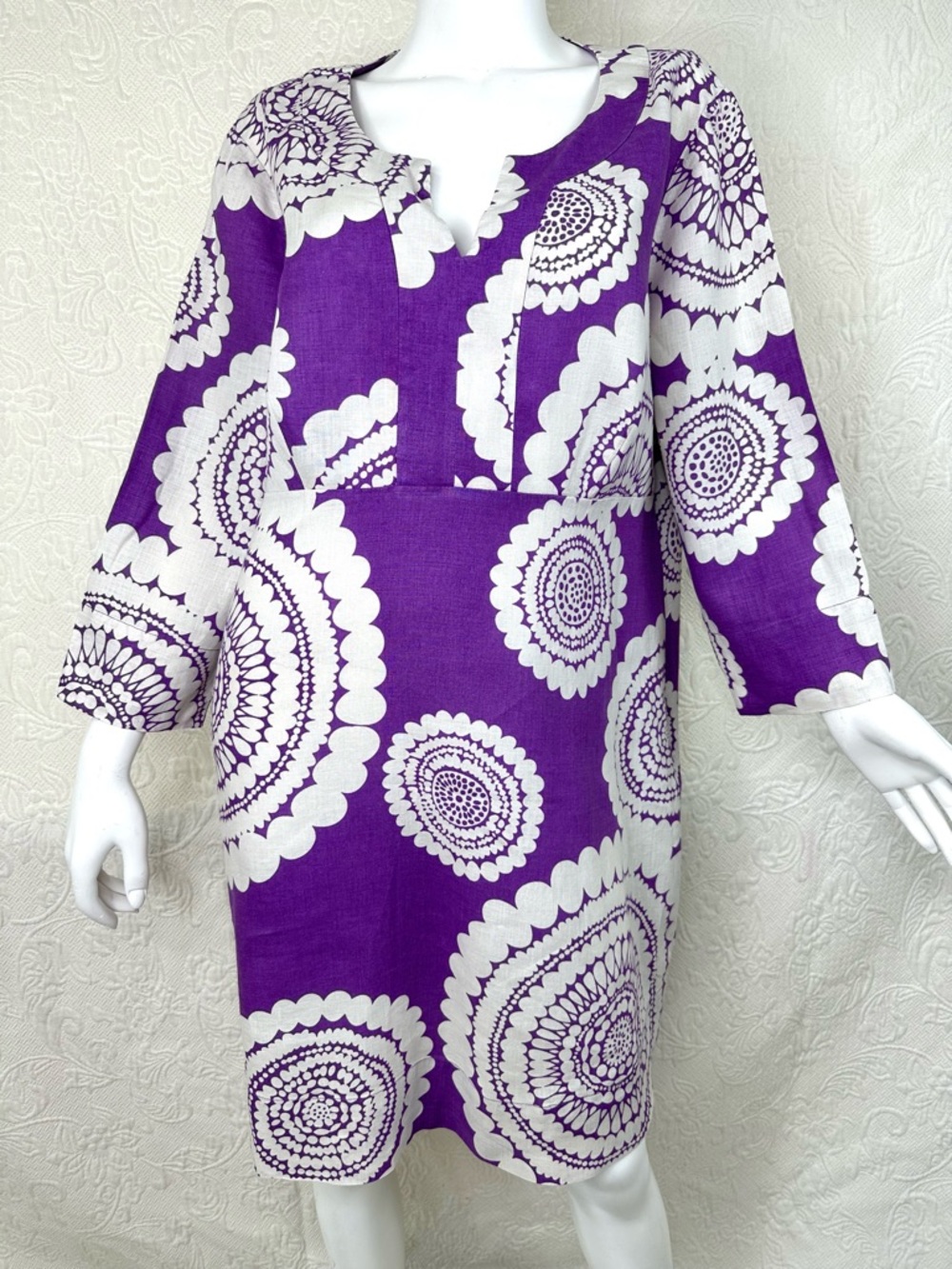 Boden Linen Purple Mandala Tunic Dress